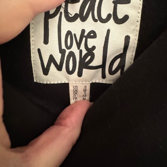 Peace Love World Women’s Small Cowl Neck Affirmation Black Hoodie Oversized - Picture 2 of 6